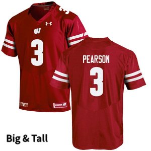 Men's Wisconsin Badgers NCAA #3 Reggie Pearson Red Authentic Under Armour Big & Tall Stitched College Football Jersey IY31F48JN